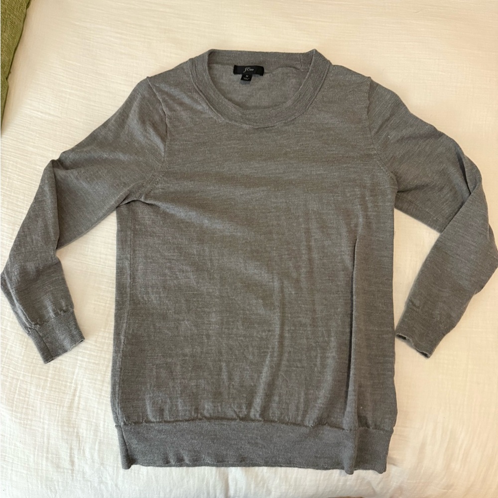 J Crew 100% Merino Wool Gray Sweater